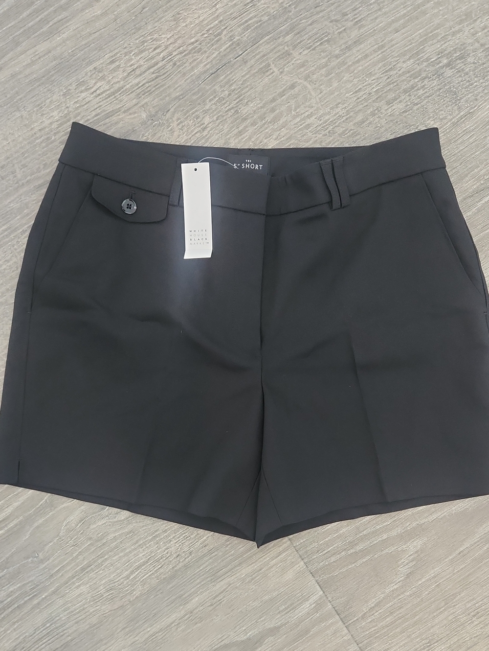 Classic Black Dress Shorts with Tab Detail